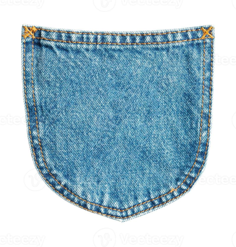 Blue denim Jeans back pocket isolated on white background photo