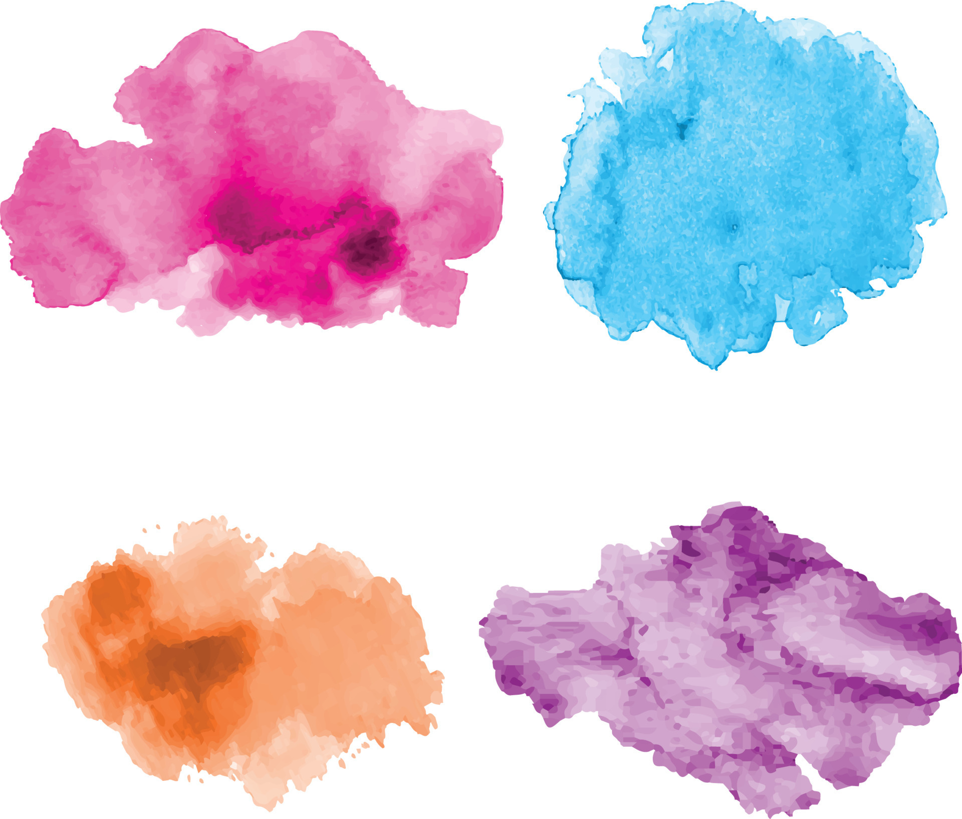 water color paint stains, rainbow color brush set vector