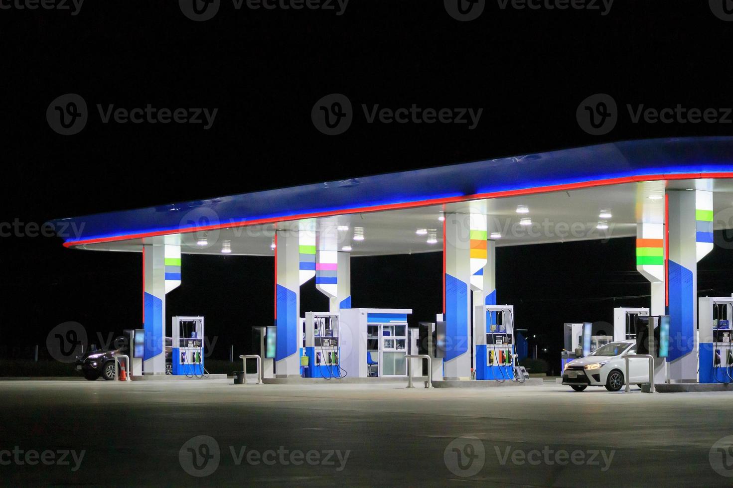 Petrol gas station at night photo