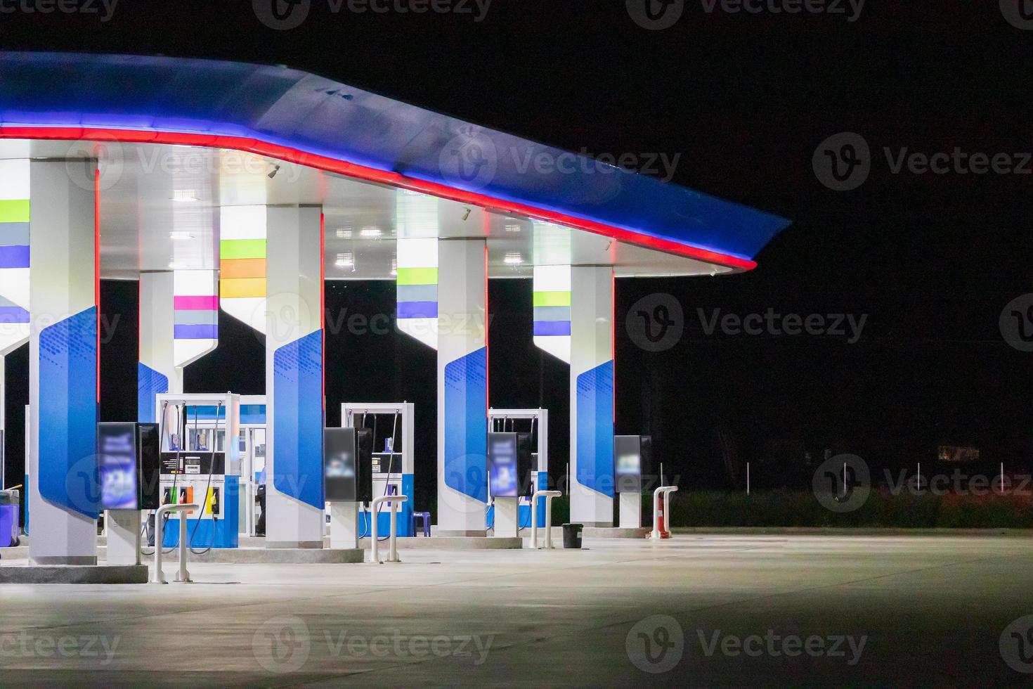 Petrol gas station at night photo