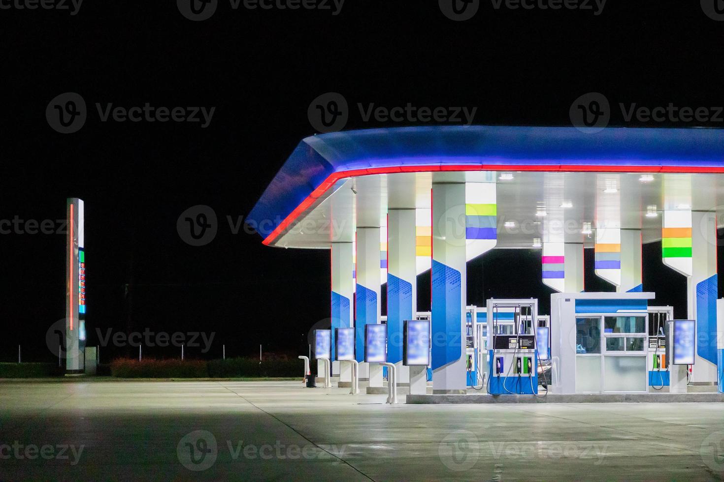 Petrol gas station at night photo