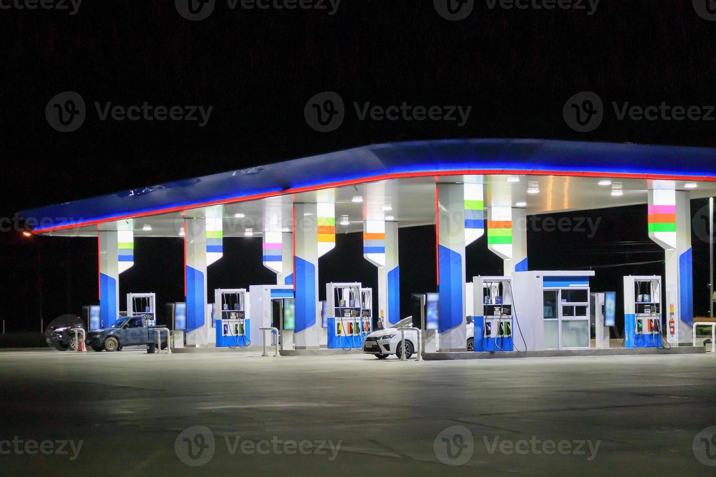 Petrol gas station at night photo