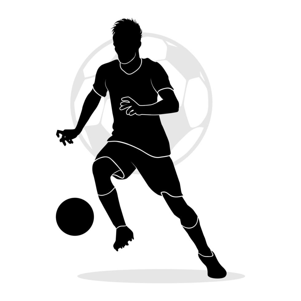 Silhouette of a professional soccer player isolated on a white background vector