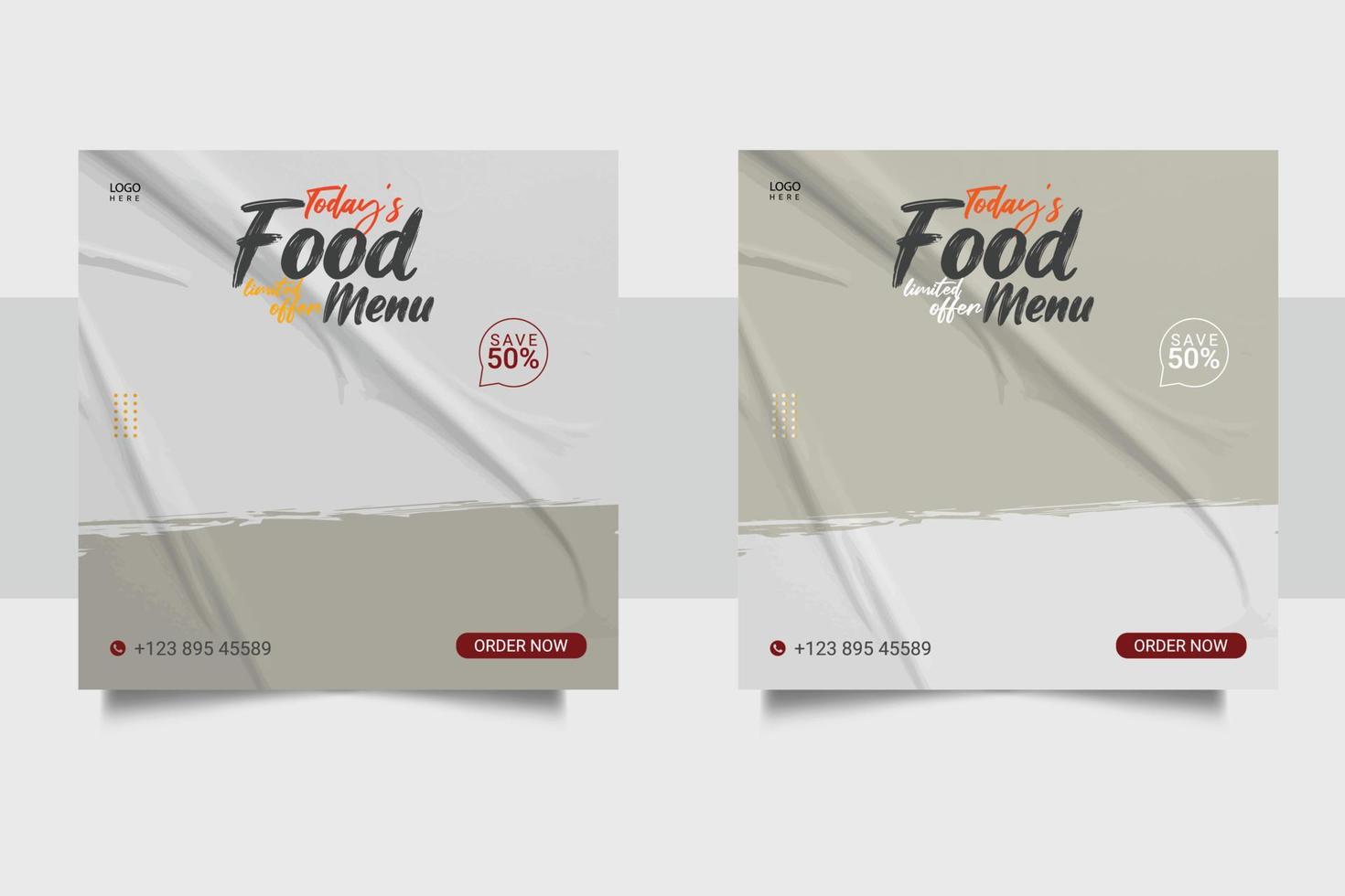 food social media  post template for food promotion simple banner frame vector