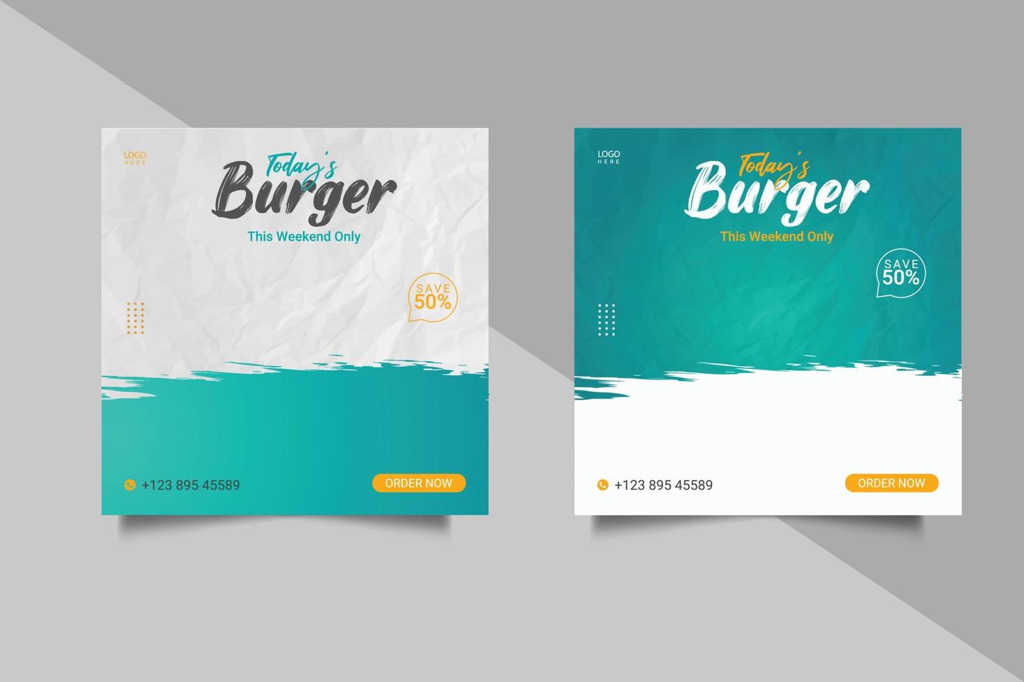 plantilla de publicación de redes sociales de alimentos para promoción de alimentos marco de banner simple vector