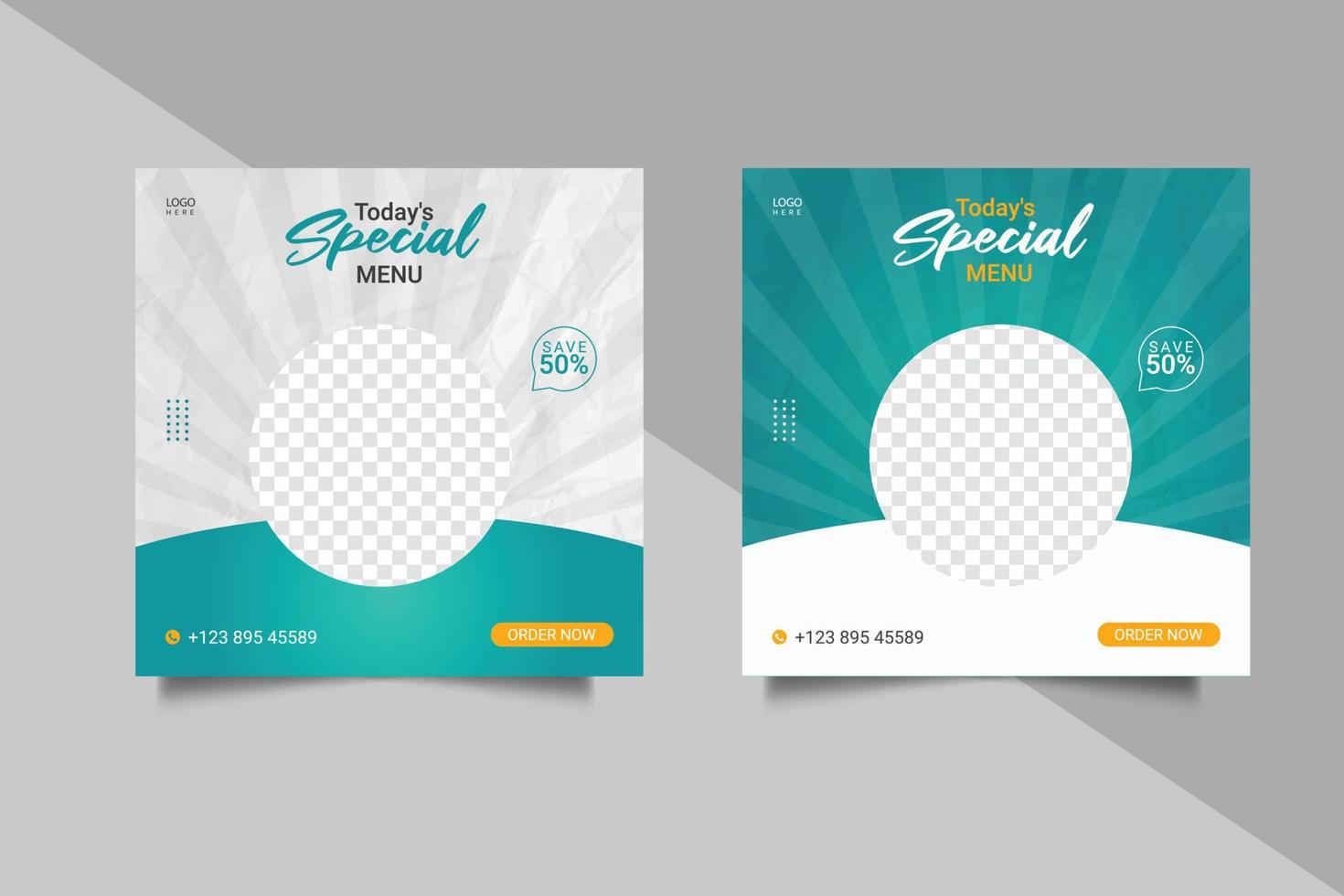 food social media  post template for food promotion simple banner frame vector