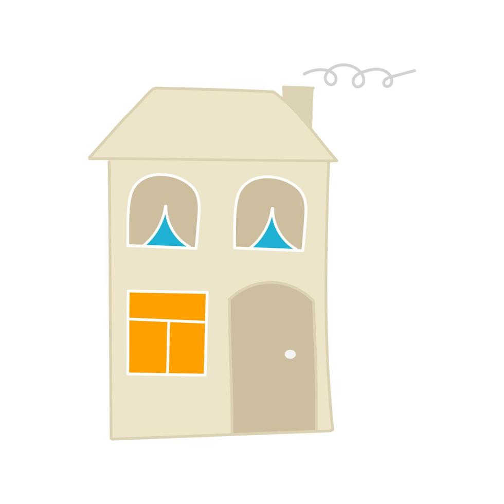 beige doodle house vector