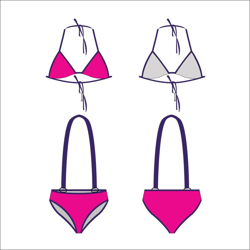 Ladies swimsuit outline sketch vector mockup