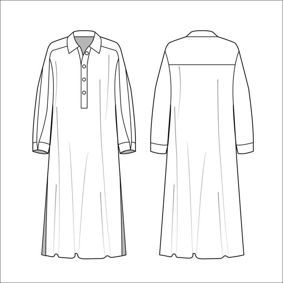Long dress line sketch template vector
