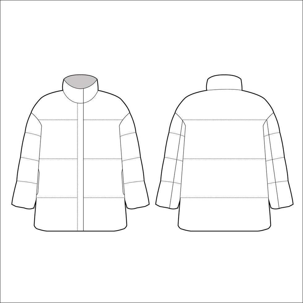 Oversized padded jacket vector template 12885188 Vector Art at Vecteezy