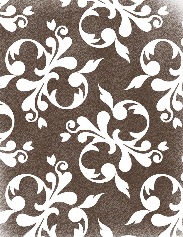 Grunge texture brown leather with floral pattern, isolated on white background. Vector illustration. Image tracing.