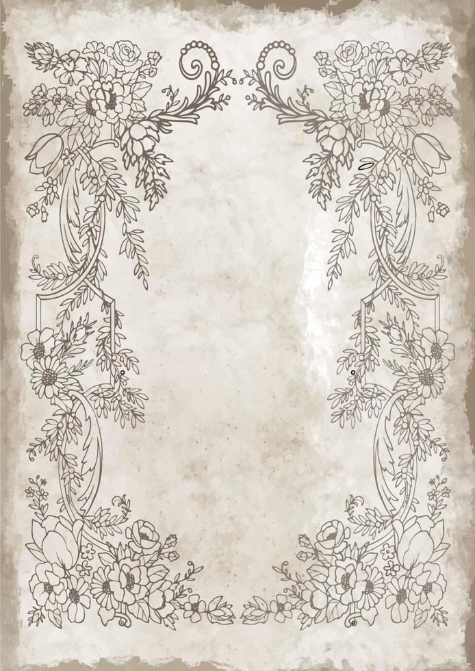 Framed Journal Paper - Digital Instant Download. Old vintage paper with glowing center and grunge vignette vector