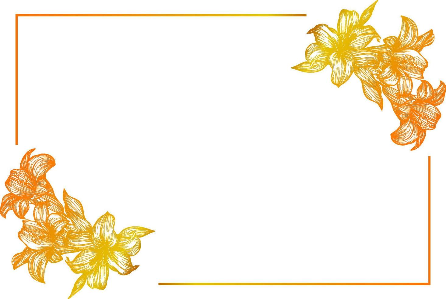 Gold flower frame horizontal rectangular. Vector gold vertical frame.