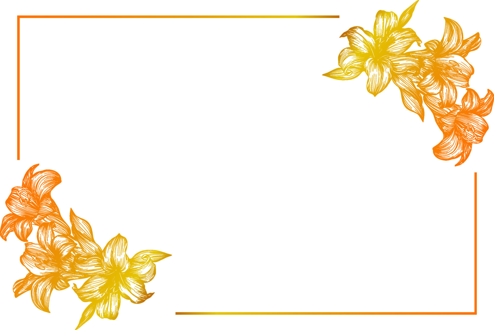 Gold flower frame horizontal rectangular. Vector gold vertical frame