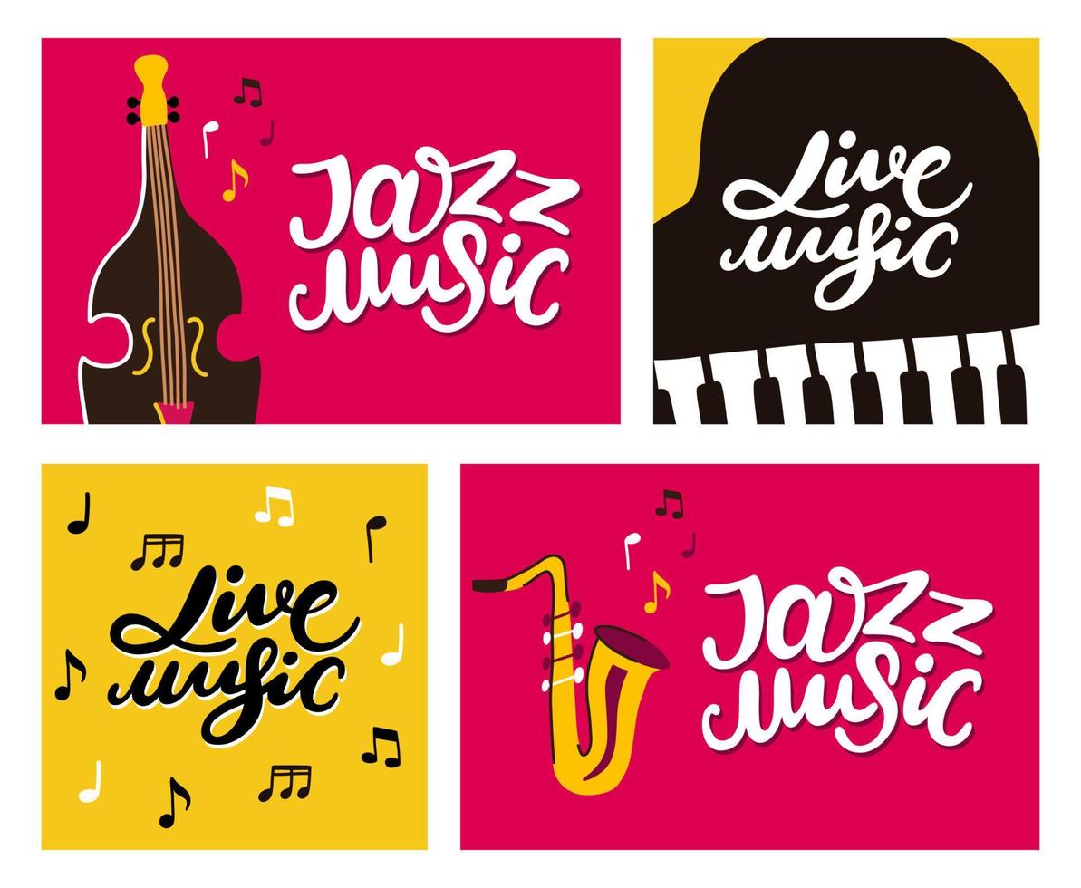 Set posters of jazz and live music festival vector
