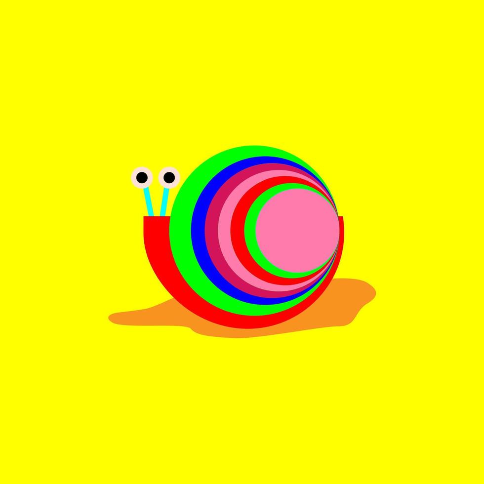 Multicolored snail animal flat illustration design vector