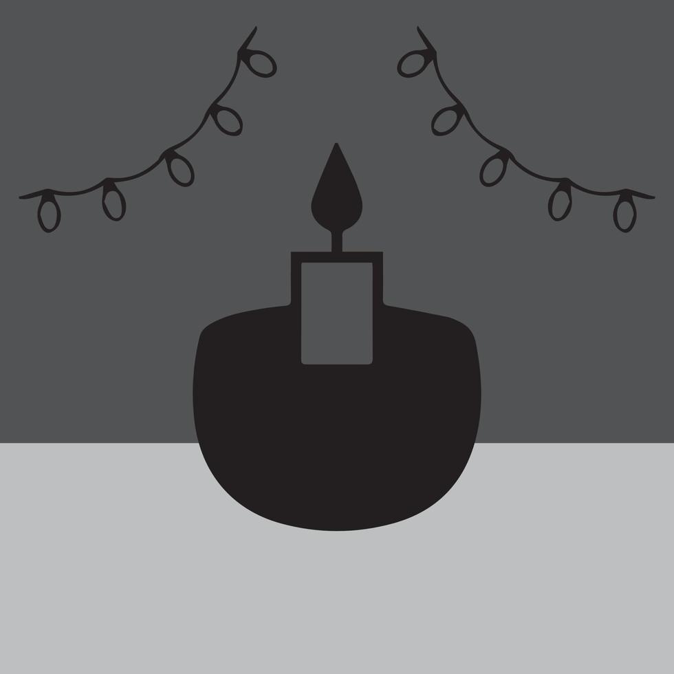 Diverse Diwali lights made with black pattern elements. This images have a gray background vector