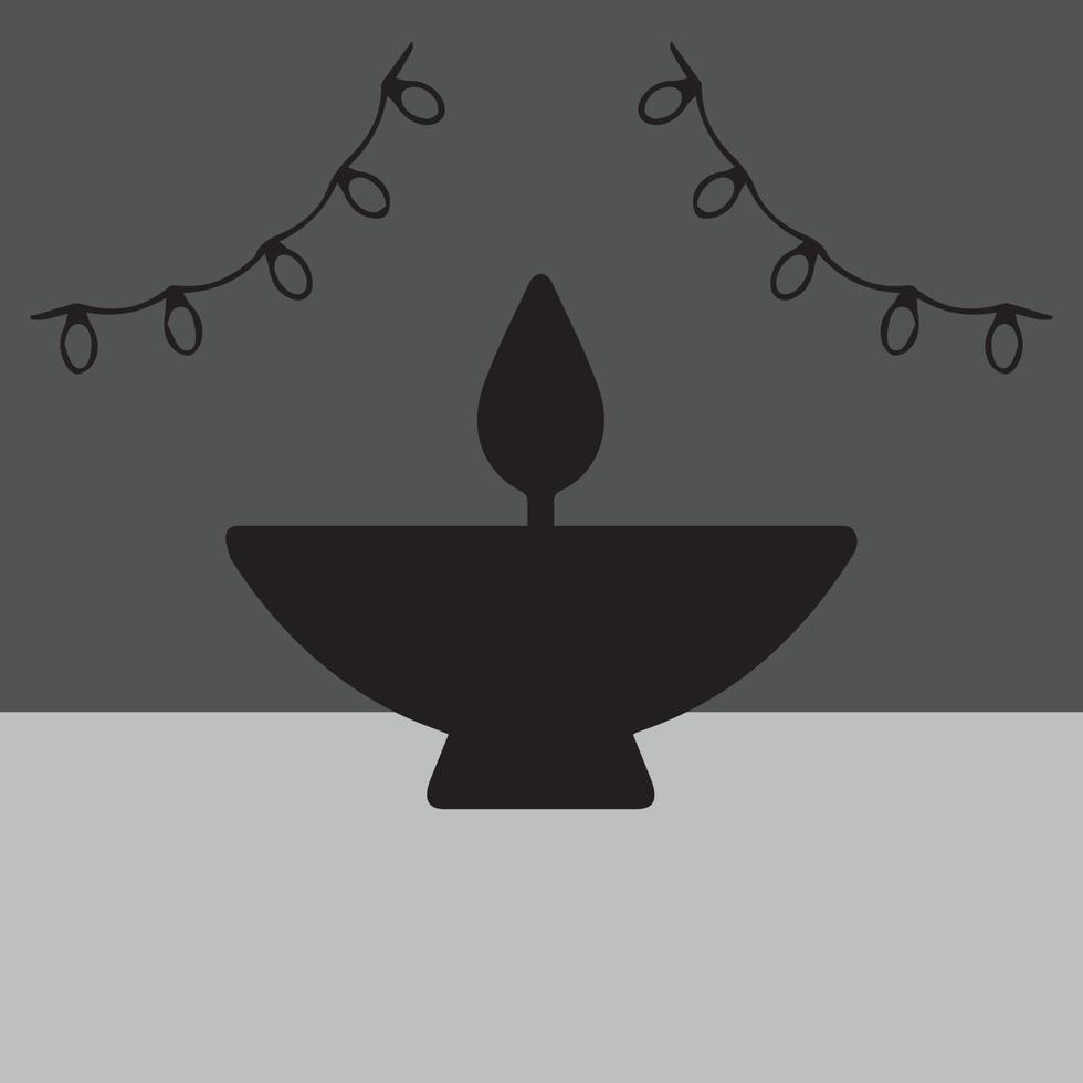 Diverse Diwali lights made with black pattern elements. This images have a gray background vector