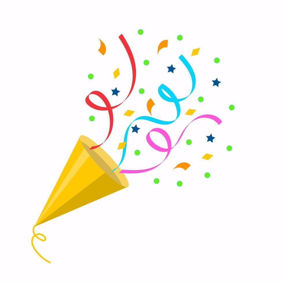 Farecracker with confetti and paper serpentine vector