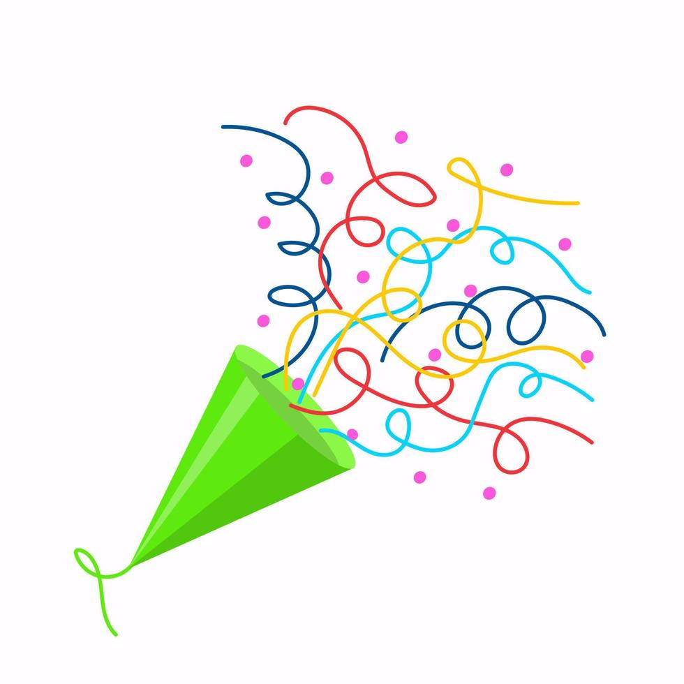 Farecracker with confetti and paper serpentine vector