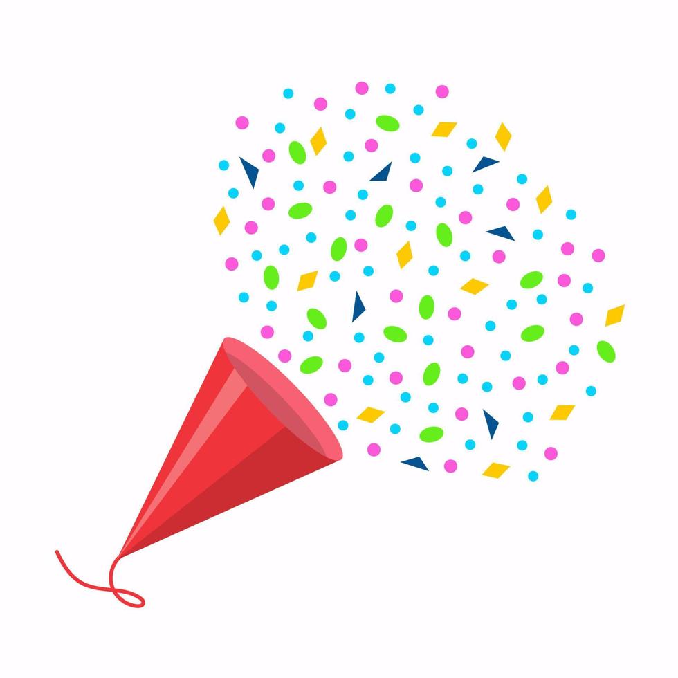 Farecracker with confetti and paper serpentine vector