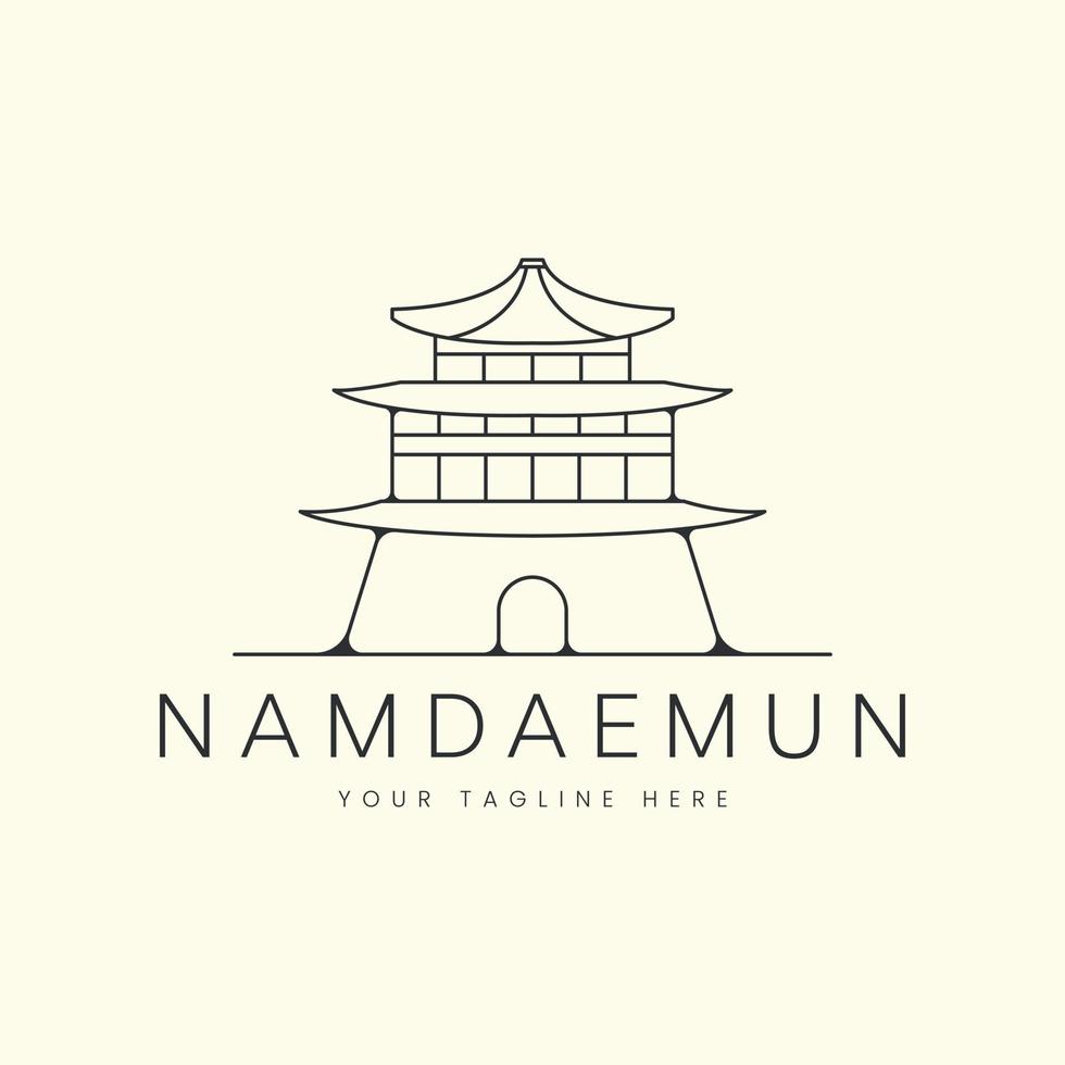 namdaemun with line art style logo vector illustration icon template design
