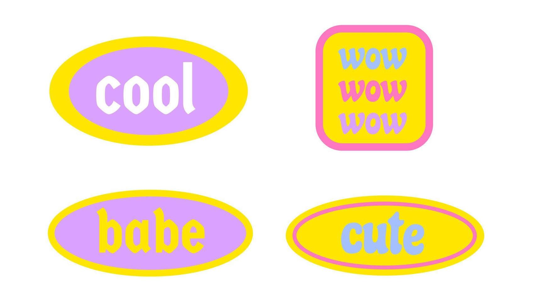 Sticker girly 90s. Vector set of pop stickers 2000 vibe. Retro 2000 vibe