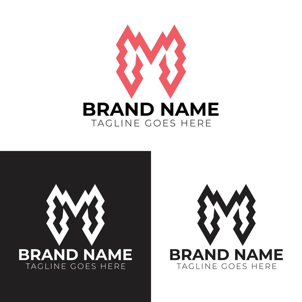 M letter logo design, m thunder logo template vector