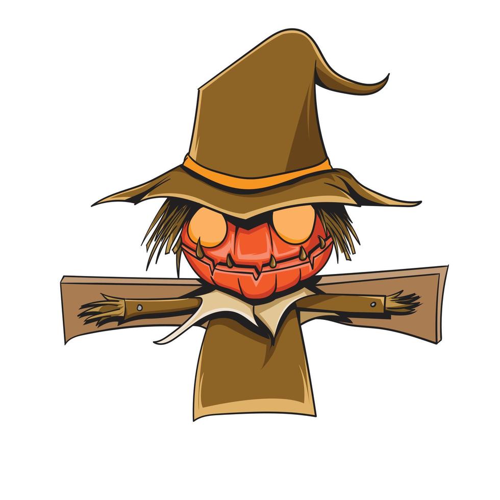 Scary Scarecrow Halloween Vector Illustration