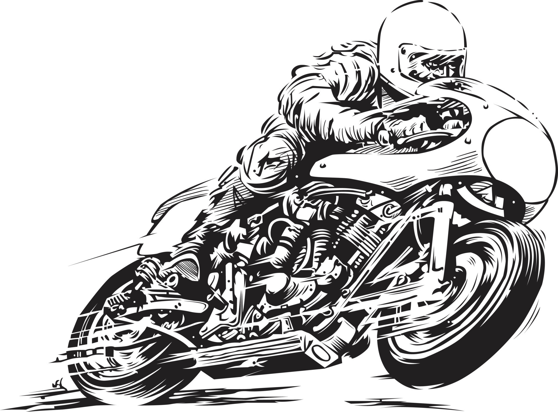 Motorbike rider vector drawing