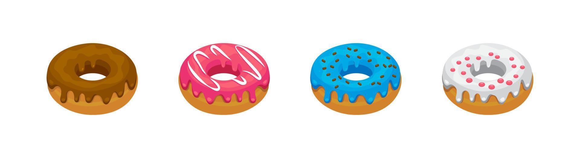 conjunto de 4 iconos de donut o donut, elemento de diseño adecuado para sitios web, diseño de impresión o aplicación vector