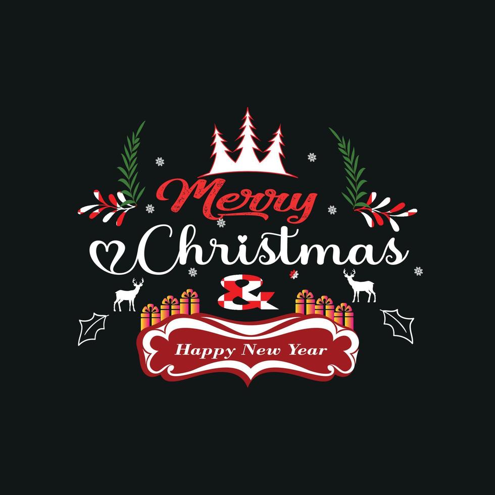 diseño de camiseta de navidad. diseño creativo de camisetas navideñas. feliz año nuevo. camiseta navideña. Feliz navidad y próspero año nuevo. vector