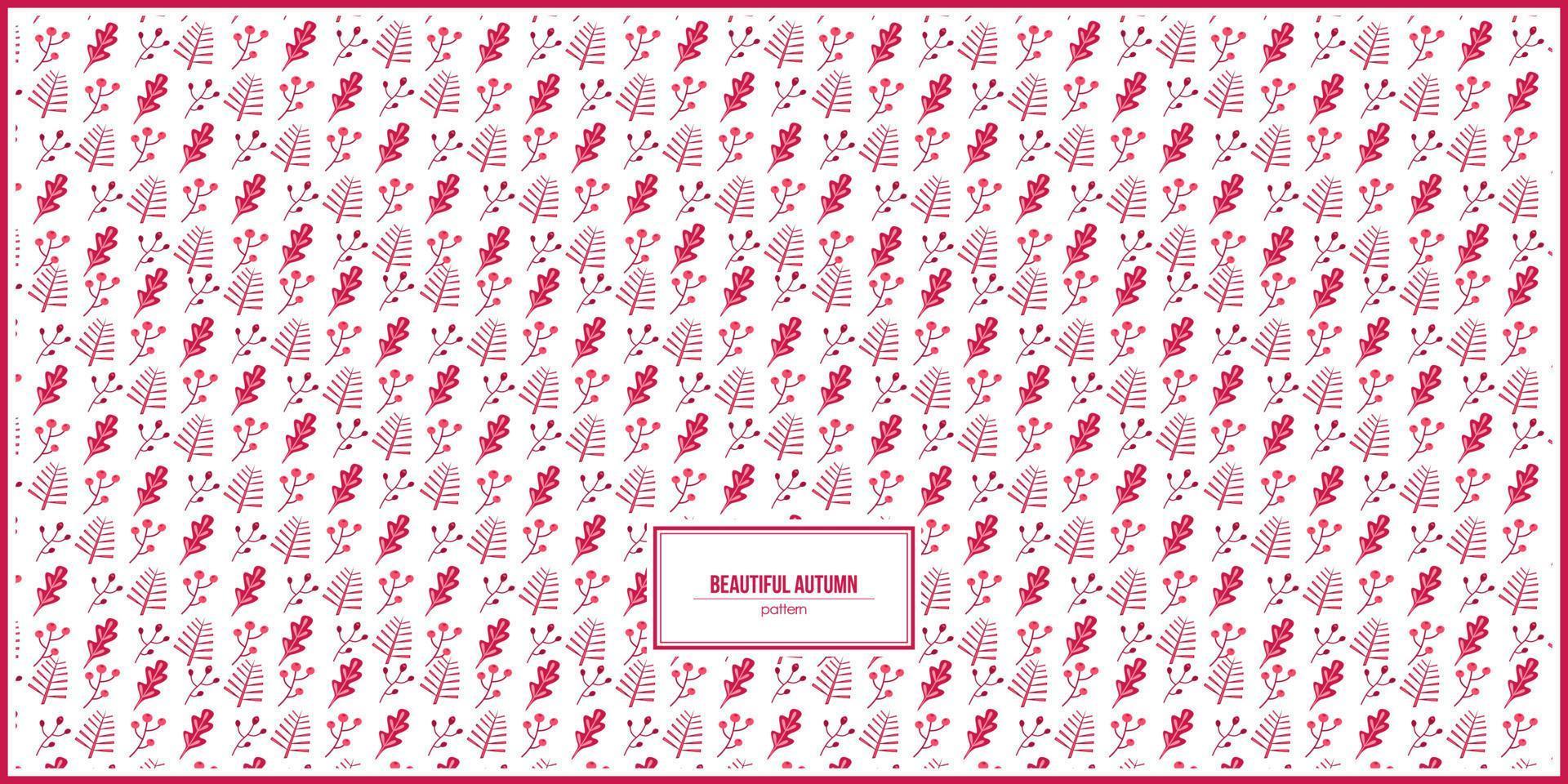 beautiful pink autumn flower and leaves pattern vector