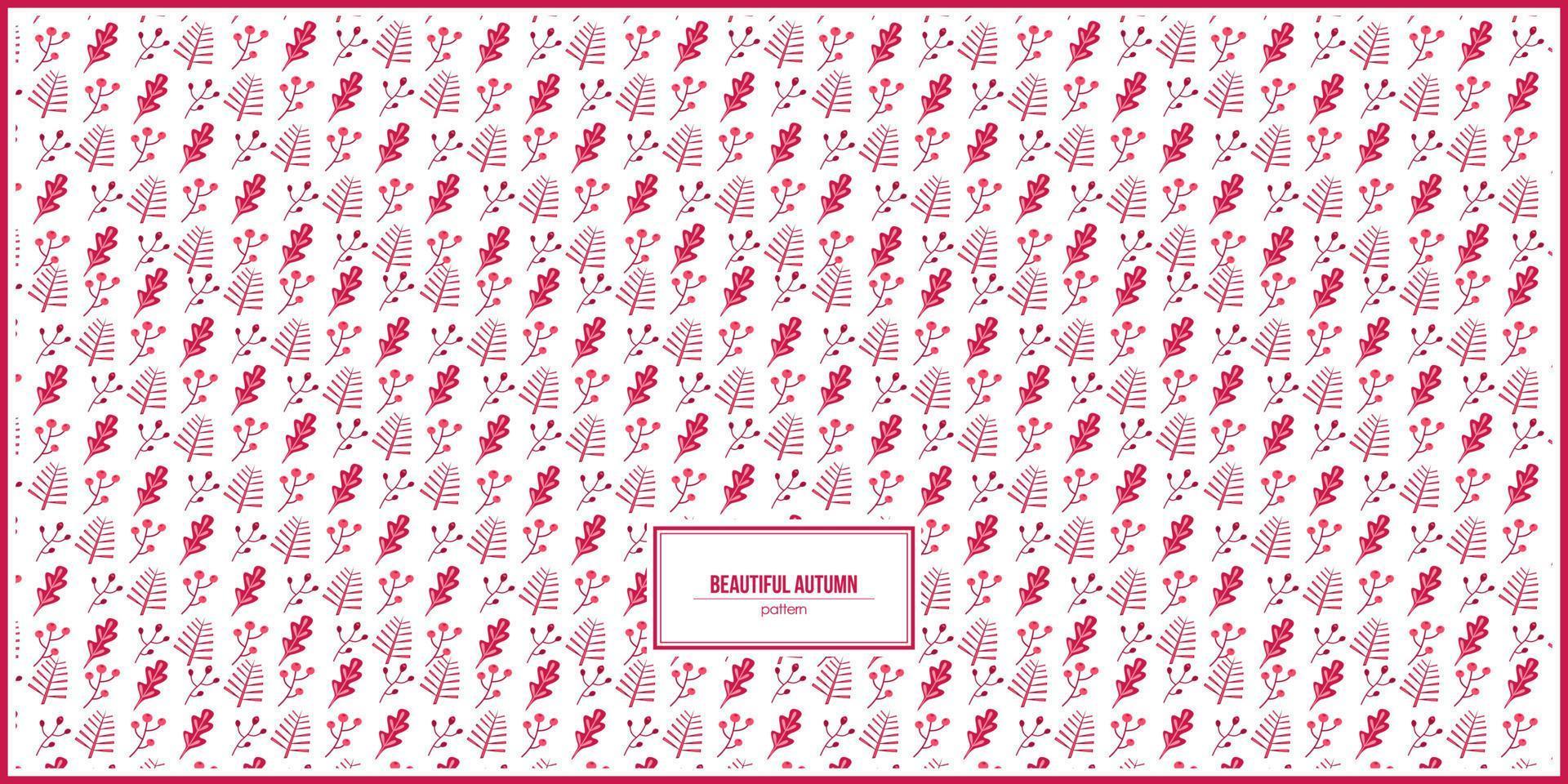 beautiful pink autumn flower and leaves pattern vector