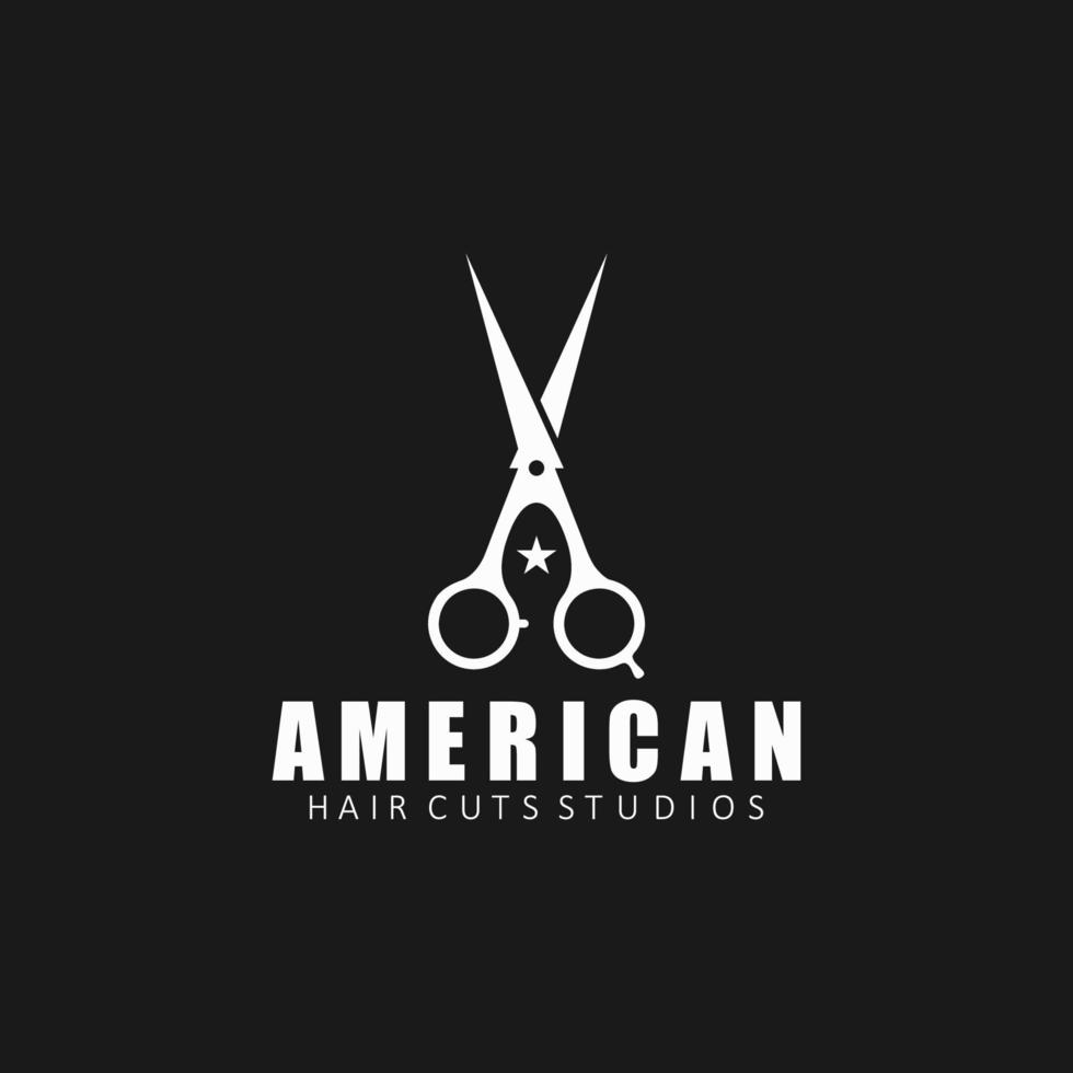 logotipo de tijeras, para peluquería americana vector