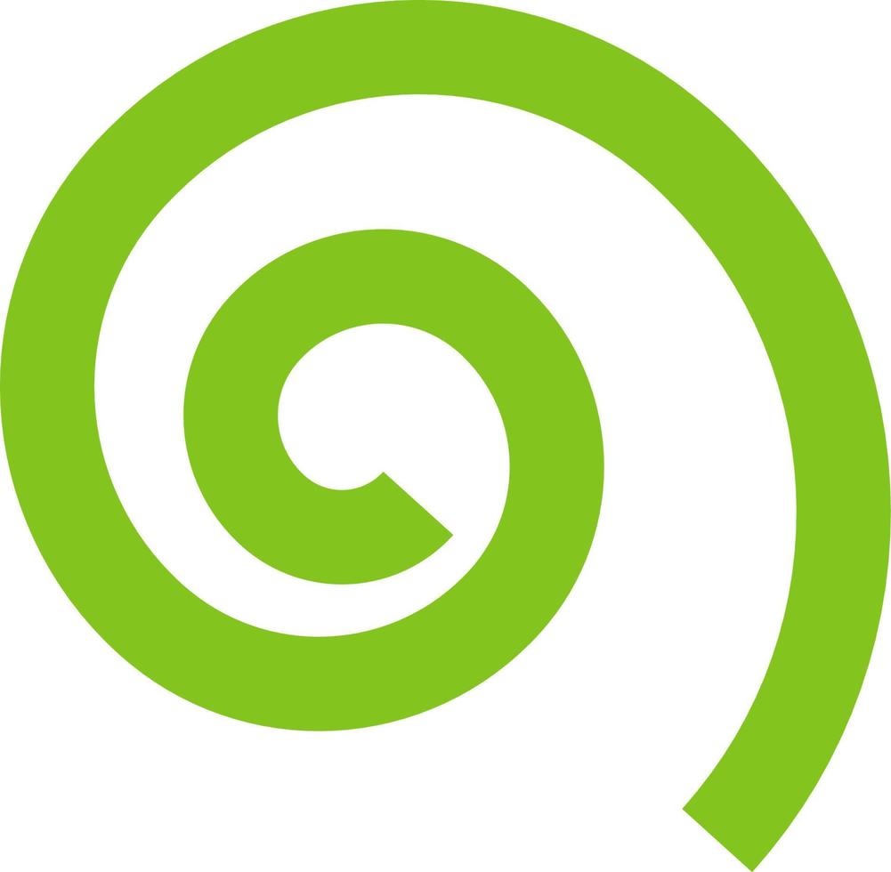 icono de color verde de línea espiral, onda de remolino, elemento gráfico geométrico. vector