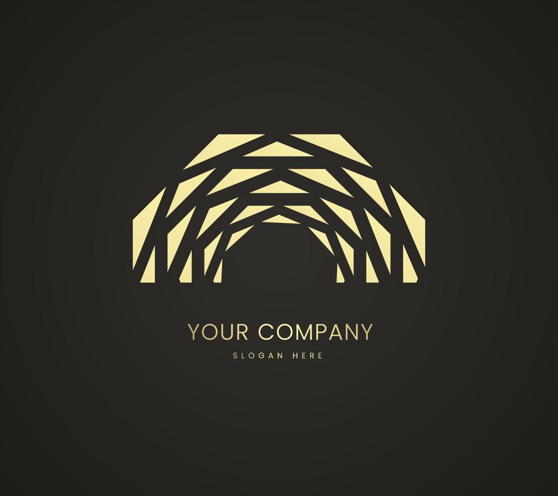 A half premium pieces triangles logo design, and pieces of circle cuts s templates for busineww and company. abstract gold logo creative minimal monochrome symbol design vector