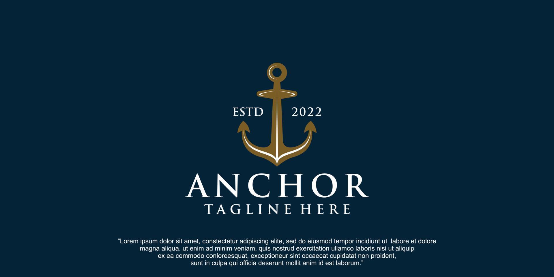 Simple anchor  logo design for boat ship navy nautical transport Premium Vector