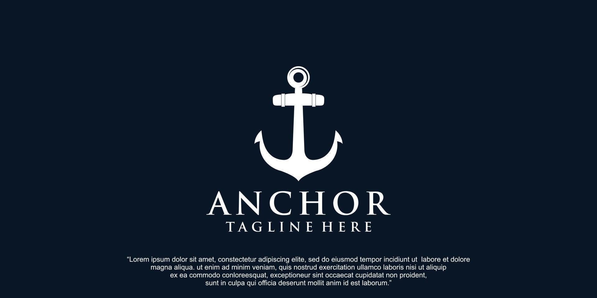 Simple anchor  logo design for boat ship navy nautical transport Premium Vector