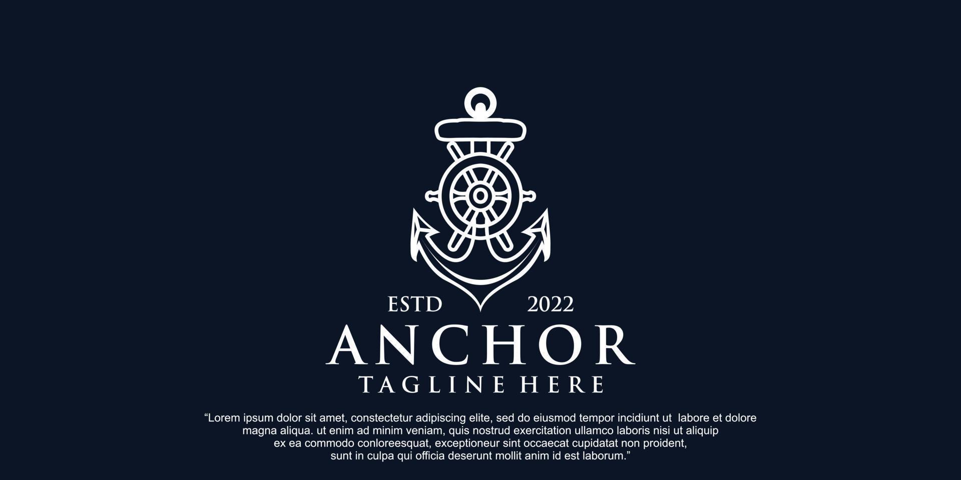 diseño de logotipo de ancla simple para barco barco transporte náutico marino vector premium