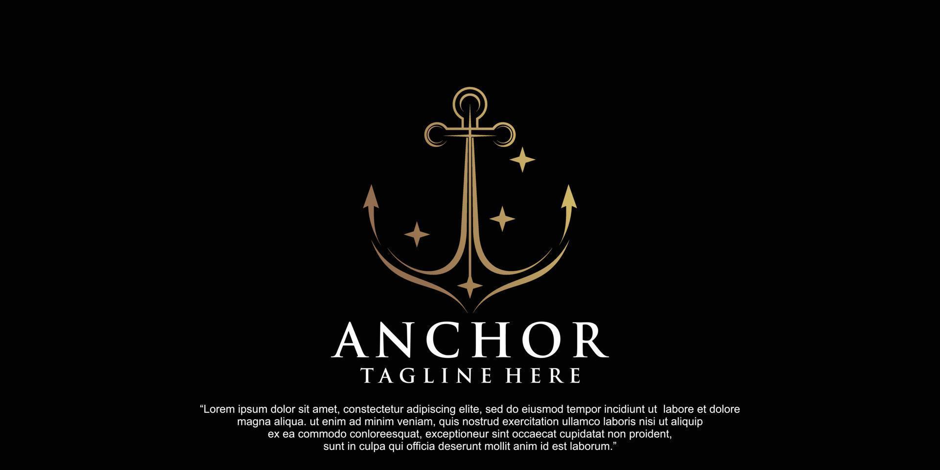 Simple anchor  logo design for boat ship navy nautical transport Premium Vector