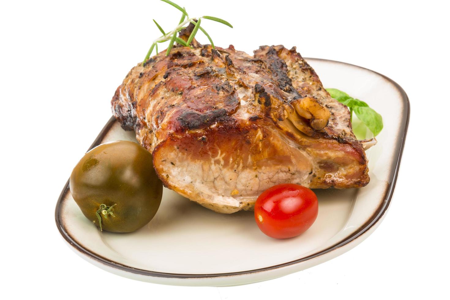 Grilled pork on white photo