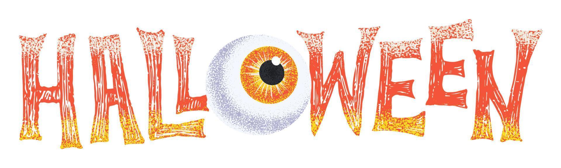Hand drawn Halloween lettering with eyeball for inviting card or poster vector