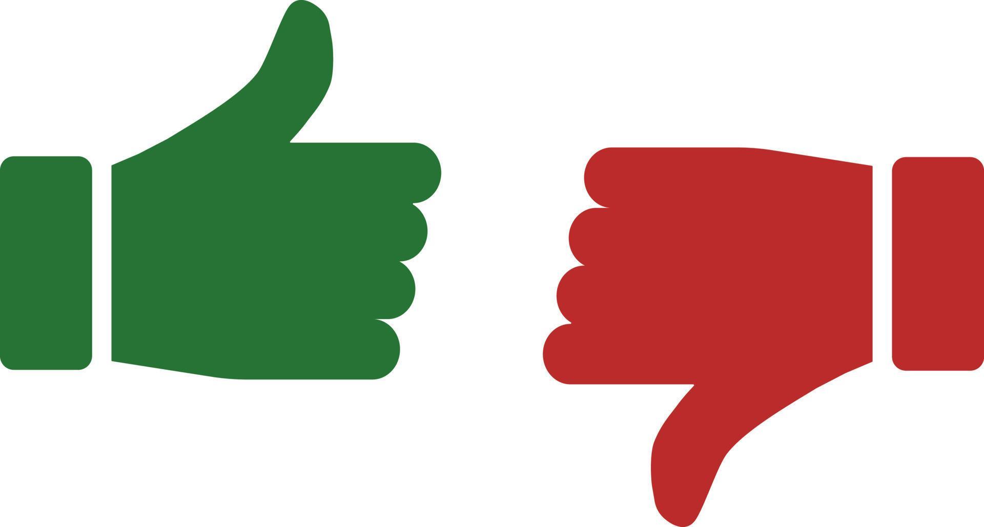 Thumb up and thumb down, vector. The thumbs up and thumbs down icons are green and red. 12886080