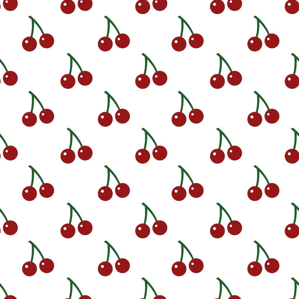 Cherry, seamless pattern, vector. Pattern from cherries on a white background. vector