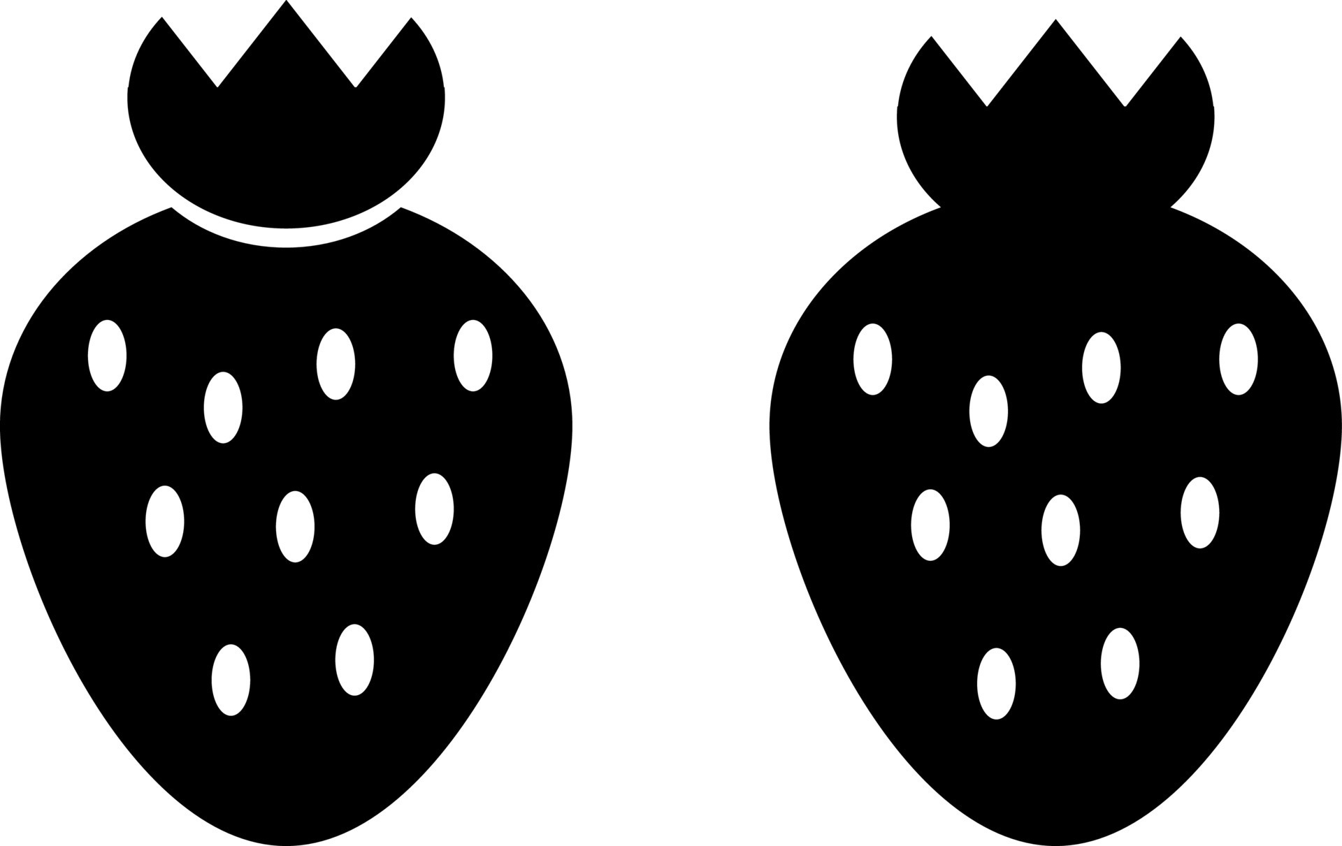 Strawberries, vector. Black strawberry icons on a white background