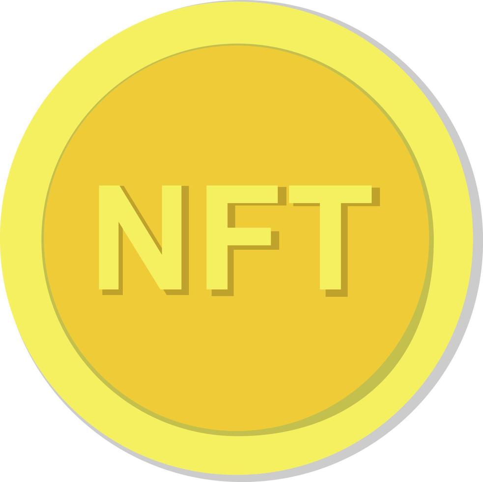 NFT coin token, vector. Cryptocurrency, yellow NFT coin. vector