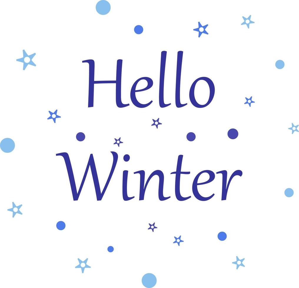 Lettering hello winter, vector. The inscription is blue on a white background. vector