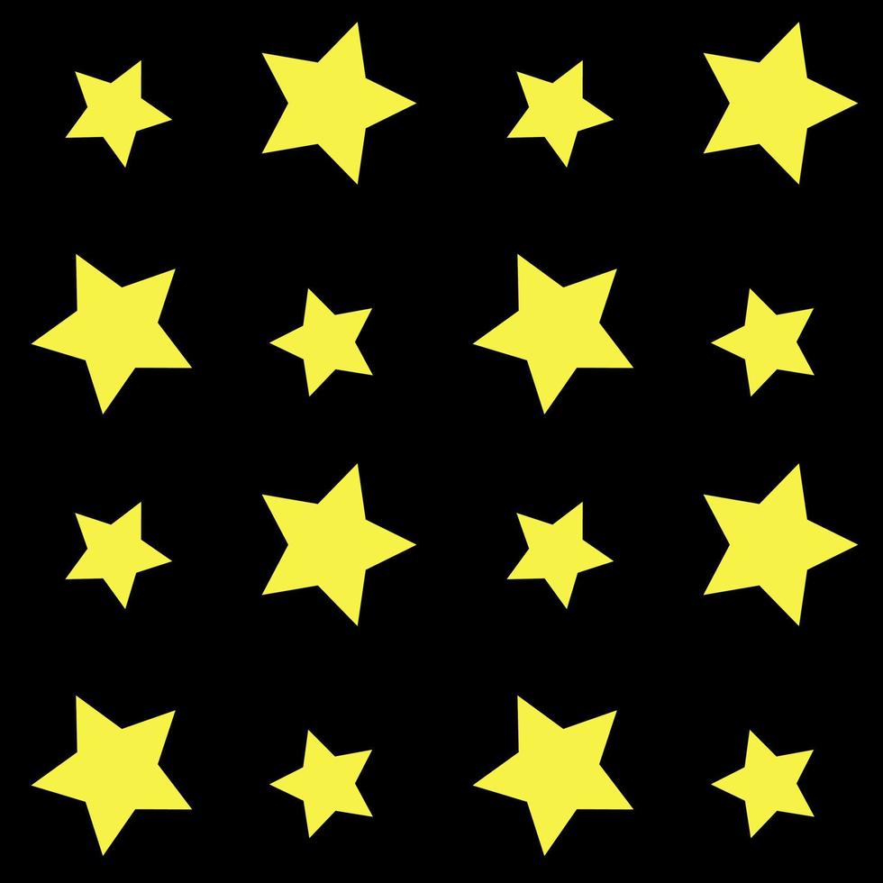Stars, seamless pattern, vector. Pattern of yellow stars on a black background. vector