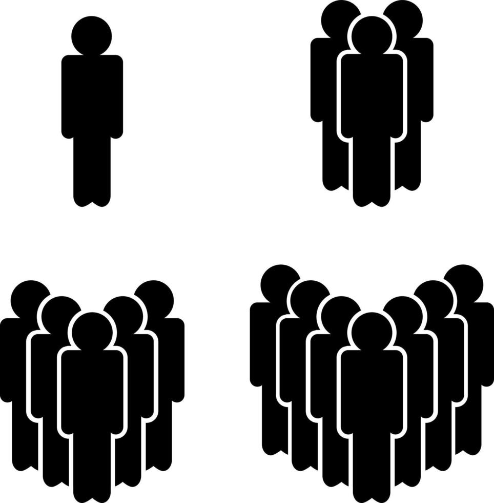 personas, iconos vectoriales. íconos de una persona y un grupo de personas en negro. vector